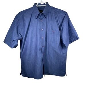 Cotton‎ Reel Blue Short Sleeve Button Down Front Pocket Mens Dress Shirt Size Lg